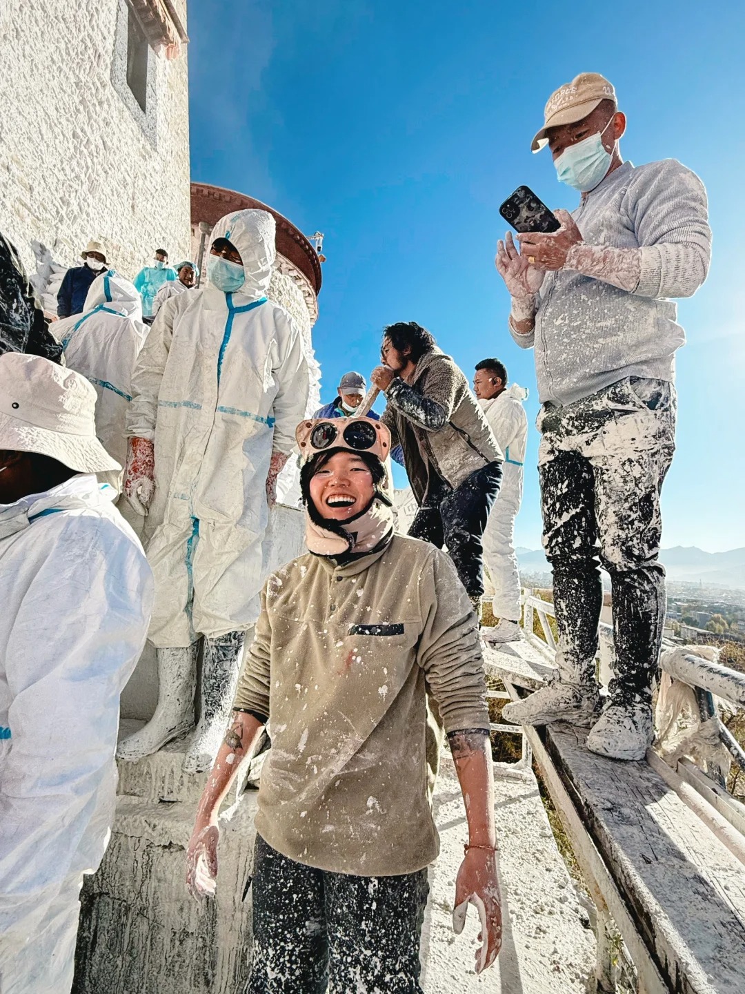 It’s that time of year again for the annual wall painting and dressing of the Potala Palace
