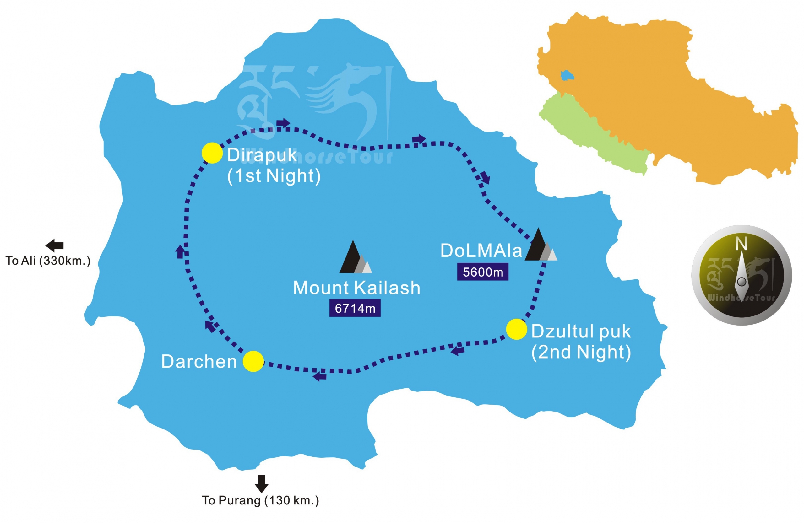 Map of Mount Kailash Trekking