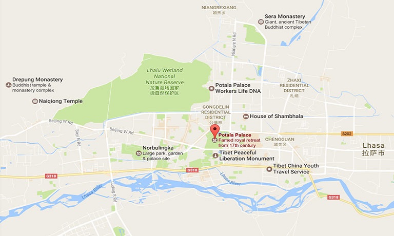 Potala Palace Lhasa's Location