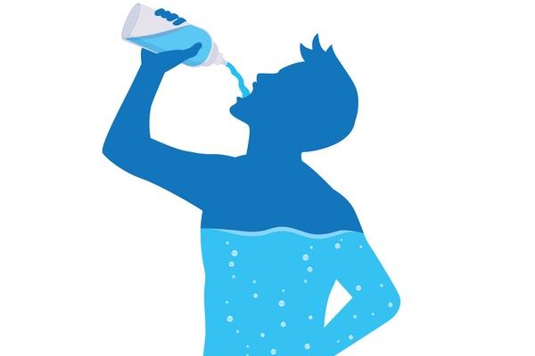 man drinking water