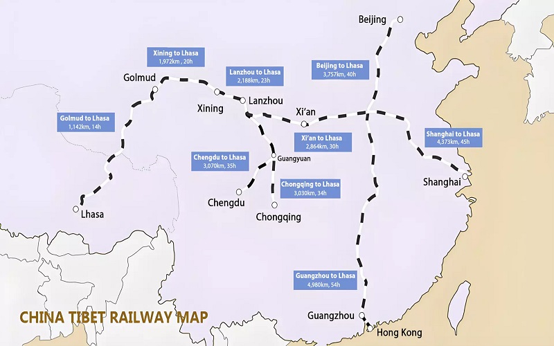 China Tibet Railway Map