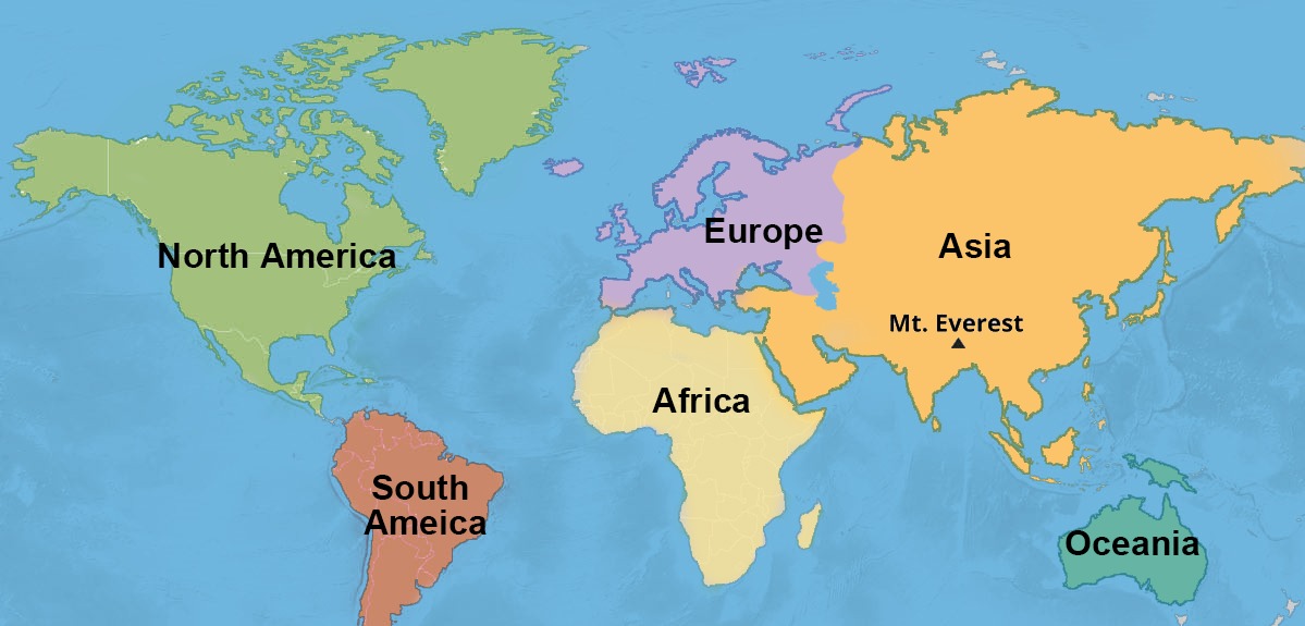 Map of Mount Everest in the world