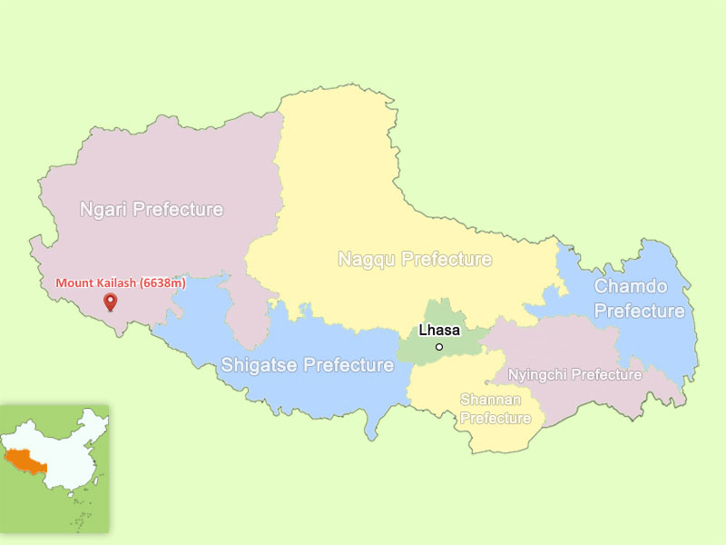 Mount Kailash On A Tibet Map