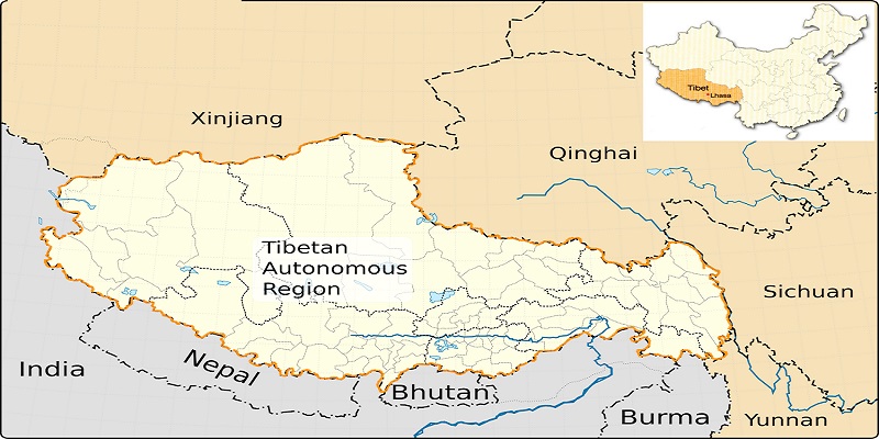 Map of Tibet and Surrounding Countries