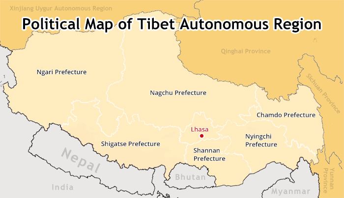 Political Map of Tibet Autonomous Region