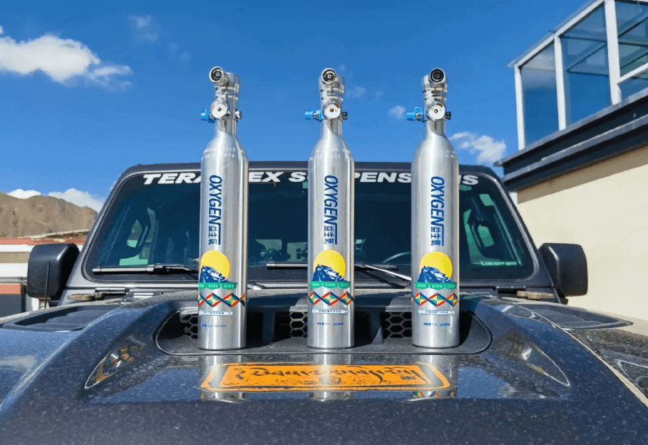 Oxygen tanks help alleviate altitude sickness.