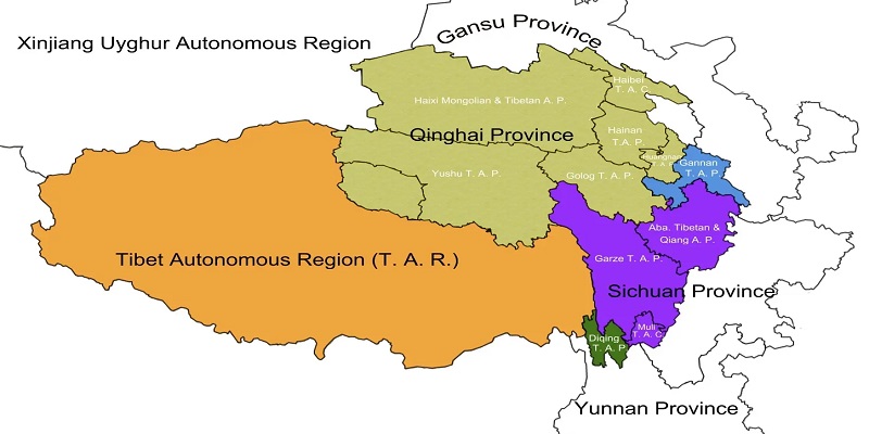 Map of Greater Tibetan Area in China
