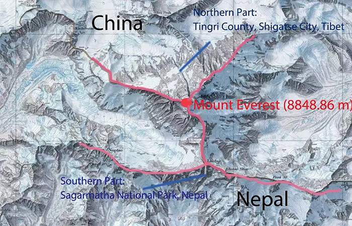 Mount Everest Location Map
