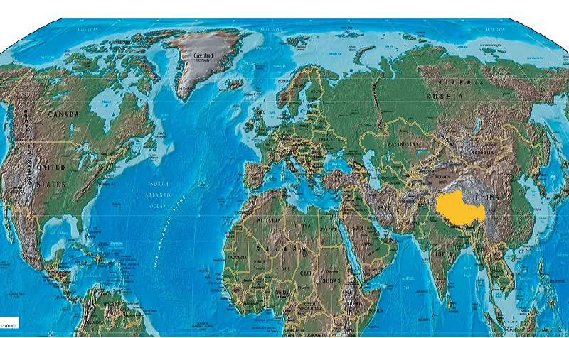 Tibet On A World Map