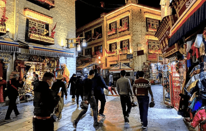 Barkhor Street at Night